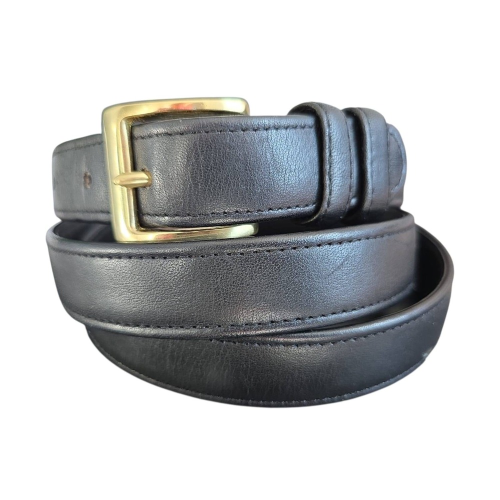 Vintage Coach NYC 80s Black Glove-tanned Leather Belt 2501 Brass Buckle EUC